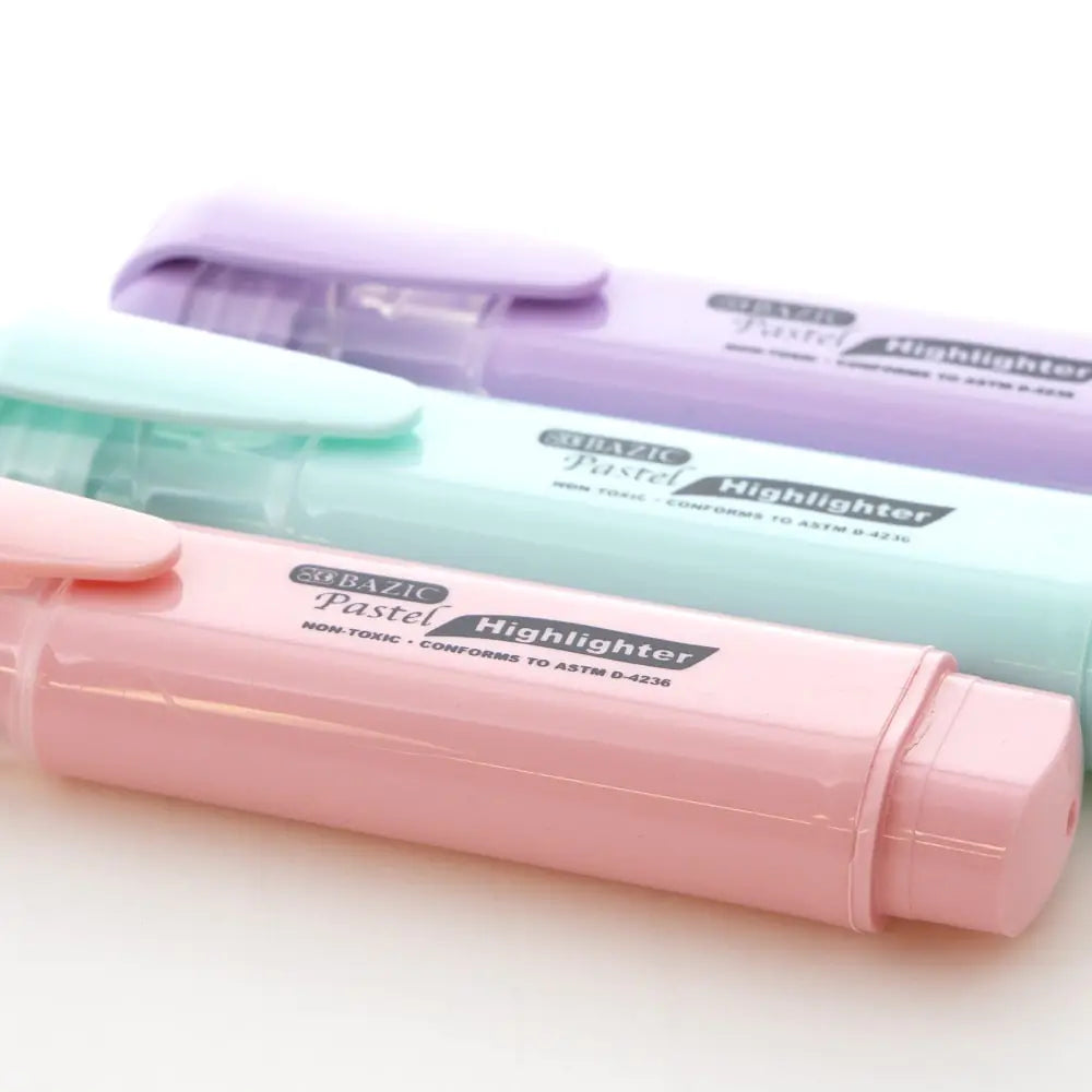 Pastel Highlighters w/ Pocket Clip (3/Pack)